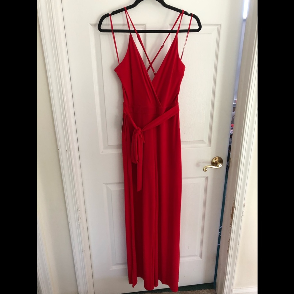 Express High Leg Red Jumpsuit
